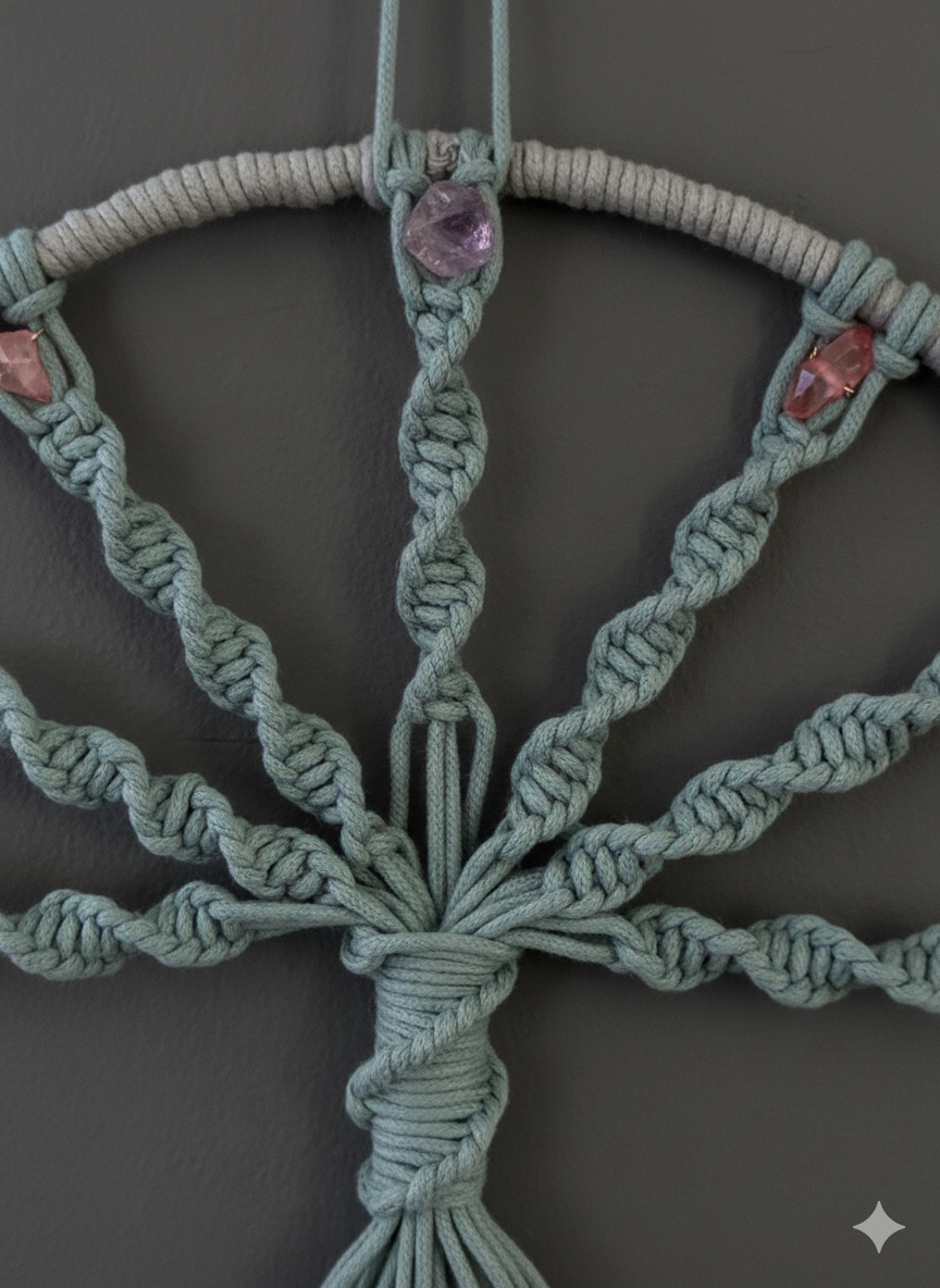 🌿 Gemstone Tree of Life Macramé Wall Hanging