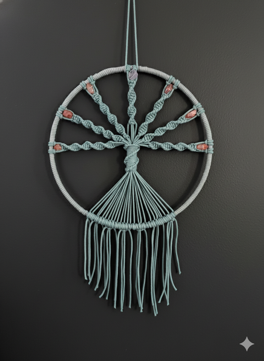 🌿 Gemstone Tree of Life Macramé Wall Hanging
