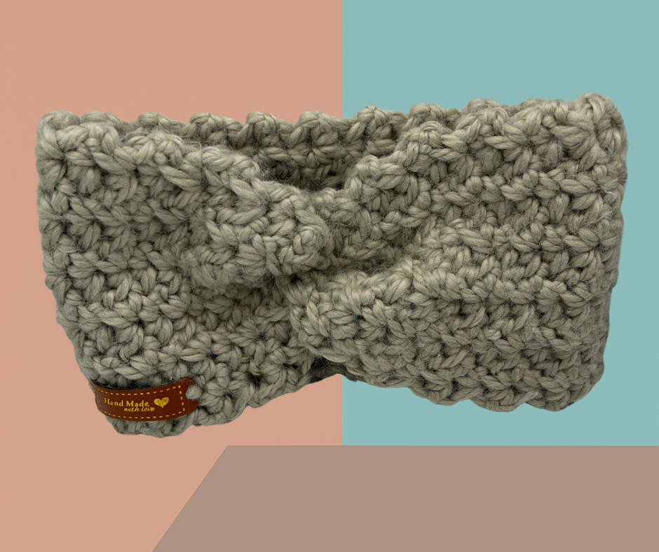 🌿 Chunky Textured Headband – Cozy and warm with a rustic, handmade feel