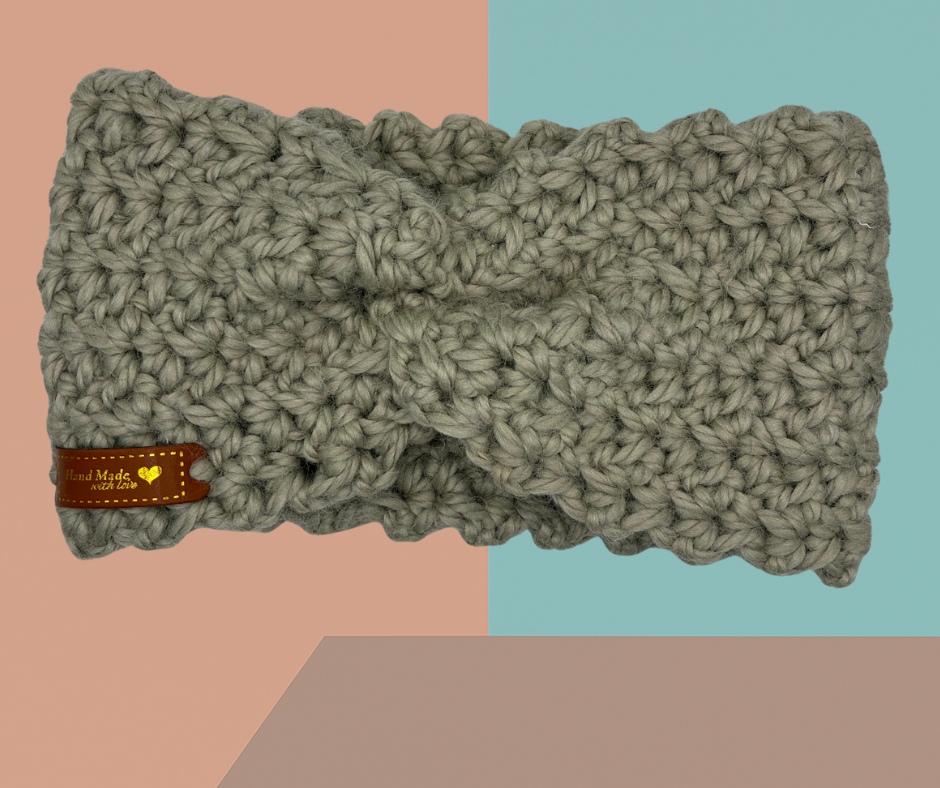 🌿 Chunky Textured Headband – Cozy and warm with a rustic, handmade feel