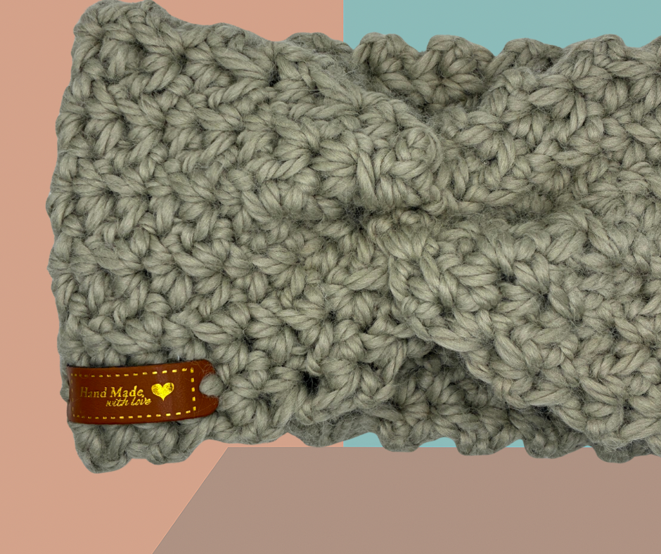 🌿 Chunky Textured Headband – Cozy and warm with a rustic, handmade feel