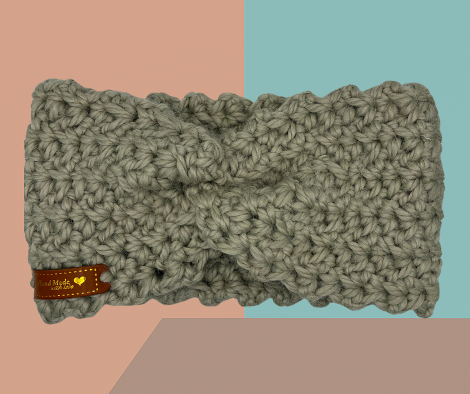 🌿 Chunky Textured Headband – Cozy and warm with a rustic, handmade feel